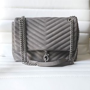 Rebecca Minkoff Edie Quilted Leather Flap Shoulder Bag in Gray